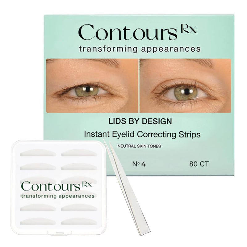 Contours Rx Lids by Design â€“ NÂ°4 Invisible Instant Eyelid Lift Strips for Slight Hooded, Droopy & Heavy Lids â€“ Medical-Grade, Non-Surgical Eye Lift Tape â€“ 80 Count - Image 1