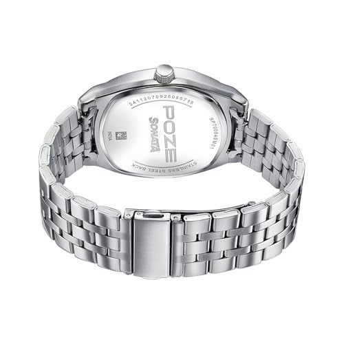 Sonata Poze 7 Analog Green Dial Silver Sheet Metal Strap Watch for Men - SP70094SM01W - Image 2
