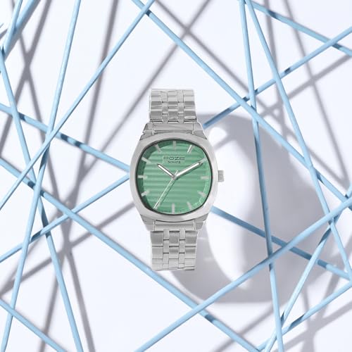 Sonata Poze 7 Analog Green Dial Silver Sheet Metal Strap Watch for Men - SP70094SM01W - Image 4