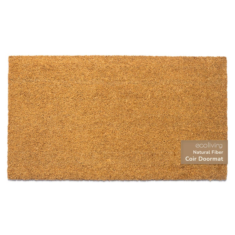 Eco Living حصائر ترحيب طبيعية من جوز الهند Eco Living مع قاعدة PVC غير قابلة للانزلاق حصائر داخلية وخارجية لمنزل مكتب حصائر للأرضيات لتزيين الأبواب تزيين الفناء حصيرة دخول بسيطة بيج 30x17