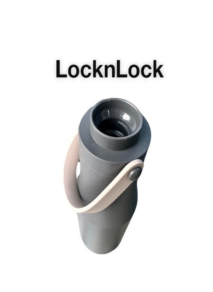 LOCK & LOCK LocknLock Stainless Steel Metro Double Tumbler 470ml – Stylish Grey Travel Mug with Handy Strap  - Image 3