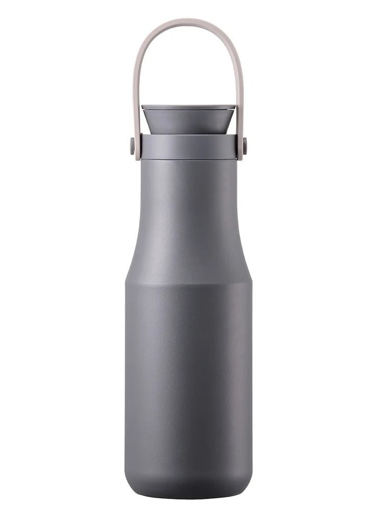 LOCK & LOCK LocknLock Stainless Steel Metro Double Tumbler 470ml – Stylish Grey Travel Mug with Handy Strap  - Image 2