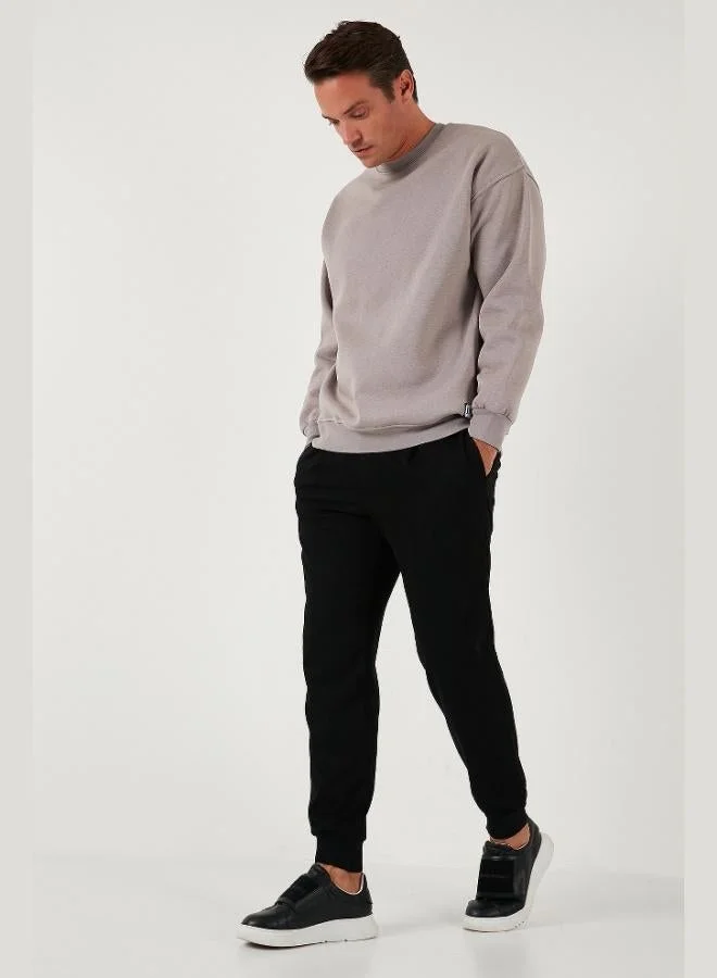 بوراتي سويت شيرت رجالي قطن مبطن فليس بياقة دائرية بقصة عادية من بوراتي