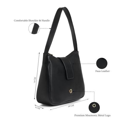 Caprese Irina Medium Hobo Bag for Women with Shoulder Strap | Stylish, Versatile Handbag for Everyday Use | Perfect for Casual Outings, Work, Travel, and Special Events | Spacious Design (Black) - Image 3