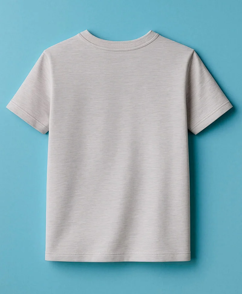 Pine Kids Pine Kids Cotton Knit Half Sleeves T-Shirt with Logo Print - Melange