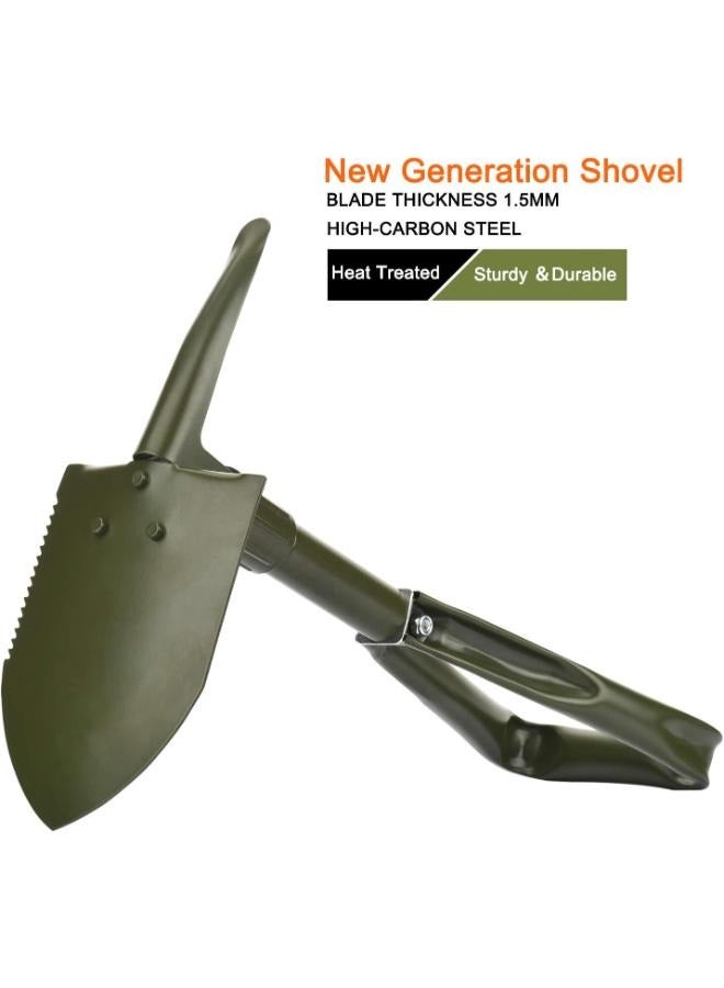 Collapsible Shovel, Heavy Duty Foldable Shovel, Camping Shovel and Pickax, Military Entrenching Tool for Gardening, Camping, Mud&Snow, Off Road, Portable Car Emergency kit BS-303G  - Image 5