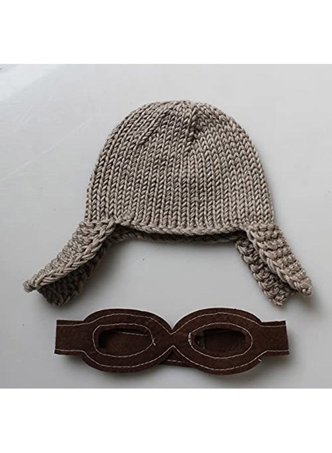 Vedory Baby Photography Props Wraps, Pilot Hats with Blanket For Boys Girls Newborn Baby Photoshoot Outfits Hat Blanket Set (Brown) - Image 3