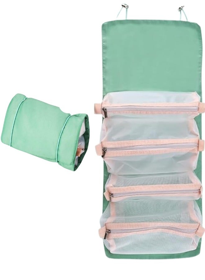 4 in 1 Multifunctional Foldable Portable Travel Cosmetic Storage Bag -Green - Image 1