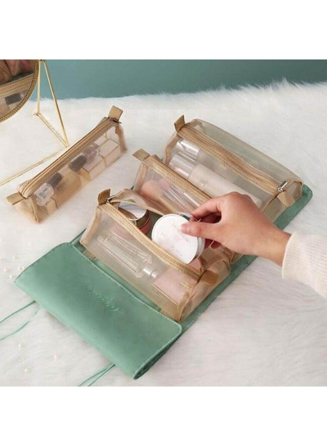 4 in 1 Multifunctional Foldable Portable Travel Cosmetic Storage Bag -Green - Image 4