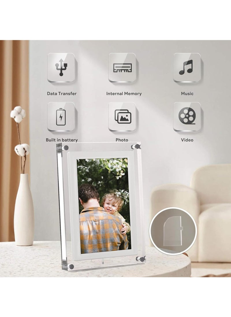 Generic - photo frame -7-inch acrylic digital photo and video frame, newest transparent design moving video frame, digital photo frame with 1GB built-in memory and 1000mAh battery - Image 1