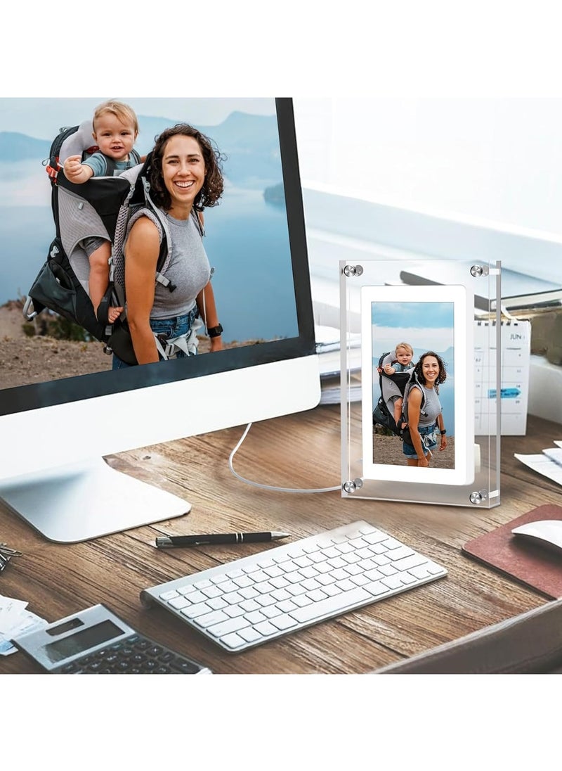 Generic - photo frame -7-inch acrylic digital photo and video frame, newest transparent design moving video frame, digital photo frame with 1GB built-in memory and 1000mAh battery - Image 1