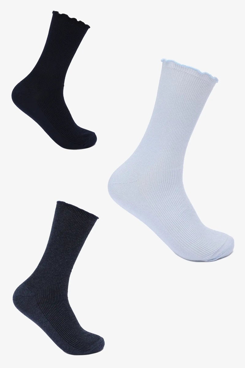 Carina Long Ribbed Socks - 3 Pairs - Image 1