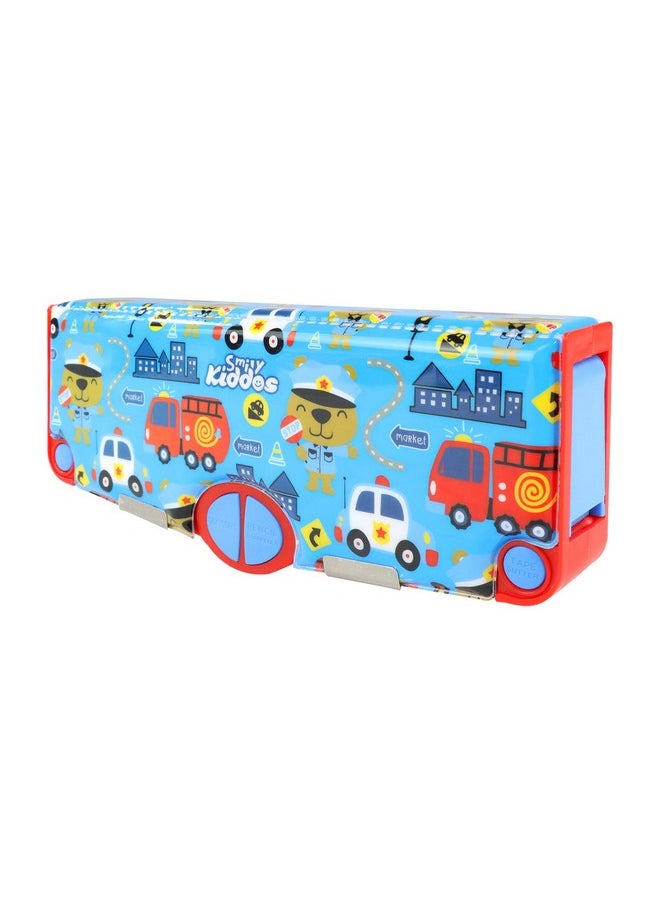 SMILY KIDDOS Smily Kiddos Multi Functional Pop Out Pencil Box for Kids Stationery for Children | 24.5 x 4 x 10cm | - Police Theme - Blue  - Image 3