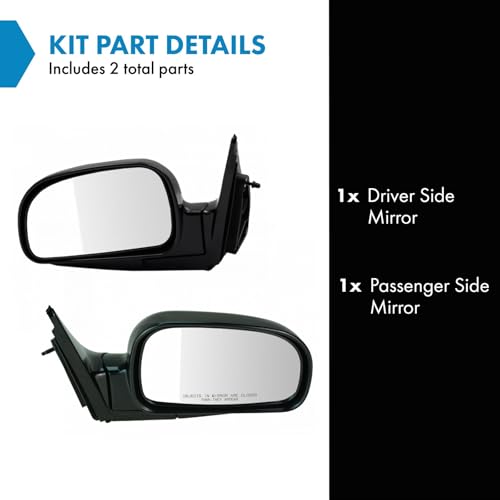 TRQ Driver & Passenger Side Mirror Set without Heat Compatible with 2001-2004 Hyundai Santa Fe HY1320137 HY1320147 HY1321137 HY1321147 - Image 2