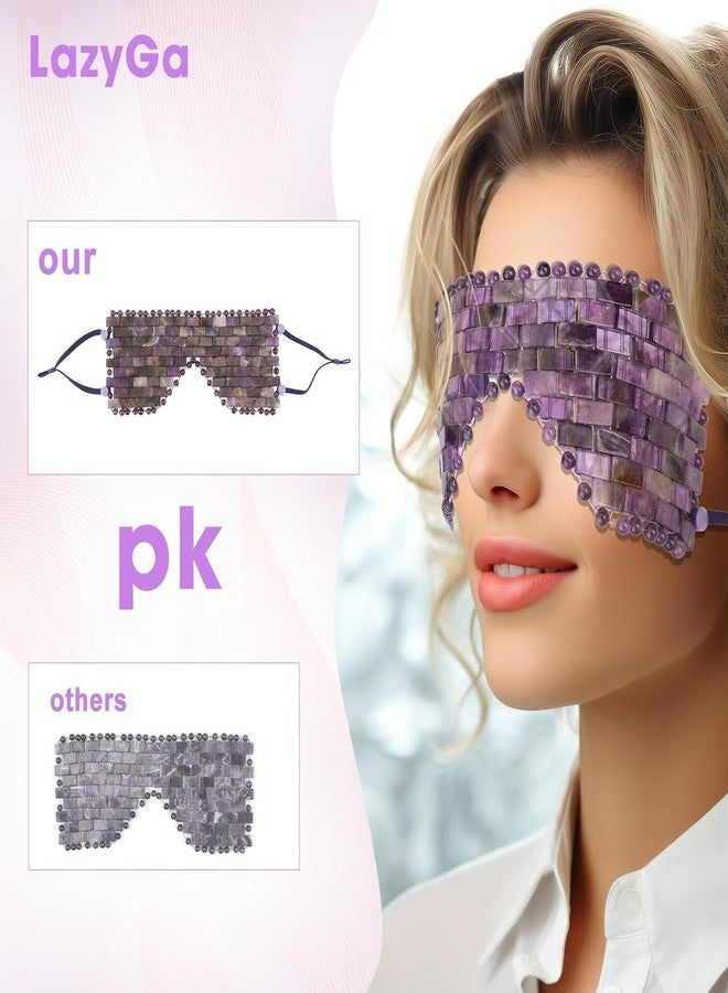 LazyGa Jade Eye Mask, Amethyst Crystal Eye Mask with Ear Strap for Face 100% Natural Gemstone Jade Sleep Mask for Hot & Cold Anti Aging Therapy - Image 2