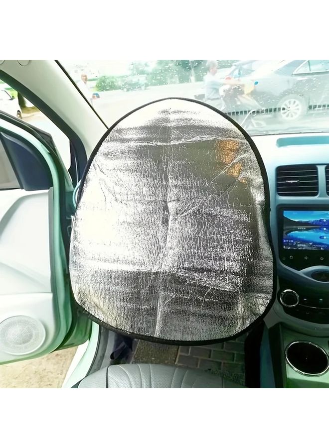 Silvery White Car Windshield Sun Shade Cover Aluminum Foil Interior Accessory 1pc - Image 1