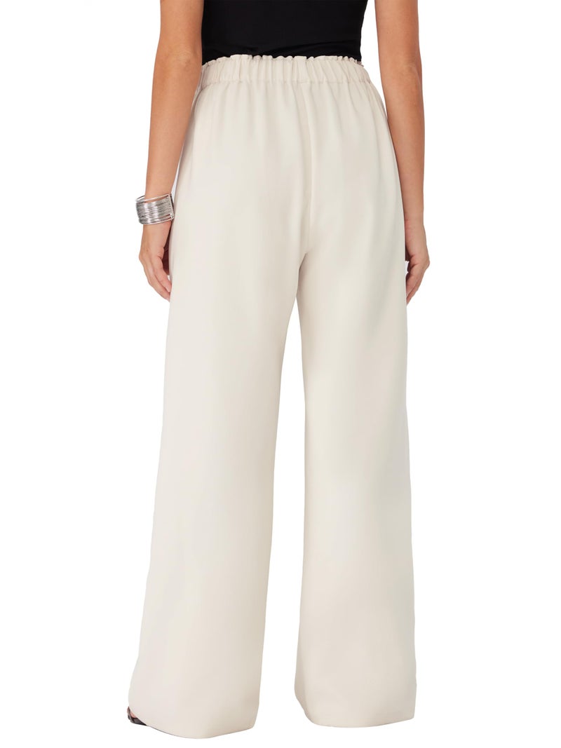 CIDER Women Wide Leg Pants Tie Knotted Mid Waisted Business Casual Outfits White - Image 3