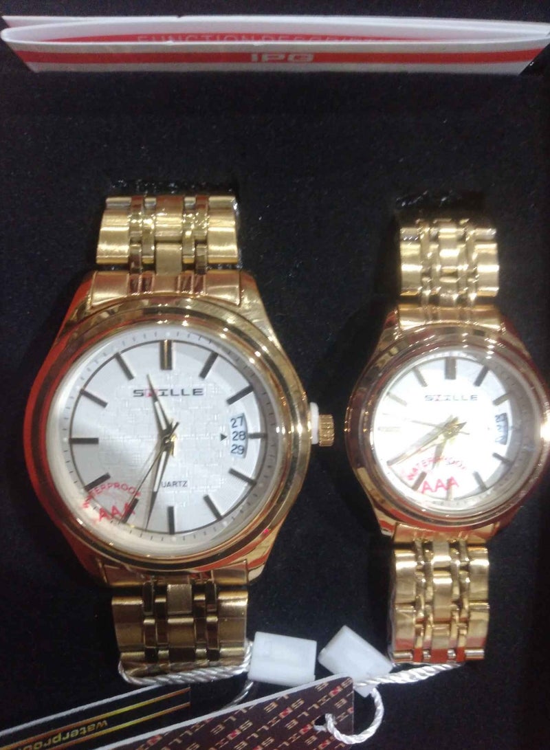 Luxury Couple Watch Set – Elegant Gold Design with Timeless Classic Touch - Image 1