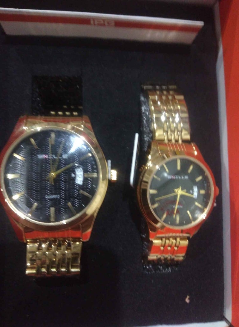 Luxury Couple Watch Set – Elegant Gold Design with Timeless Classic Touch - Image 2