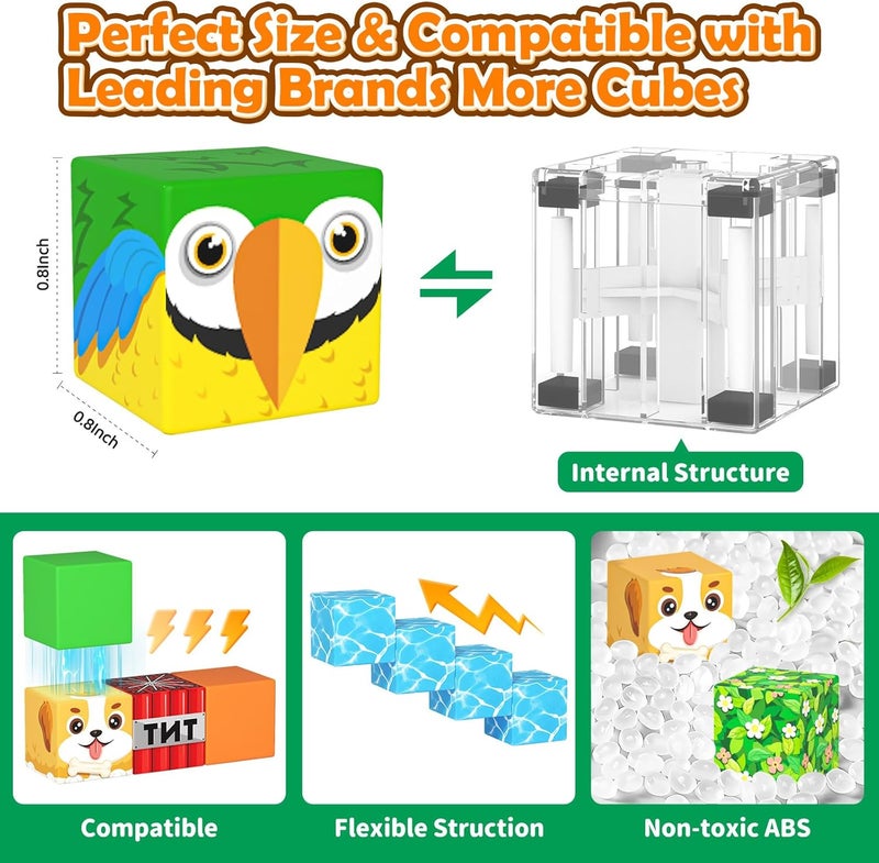 Matchtiles Magnetic Blocks Toys, Build Mine Magnet World Set, Magnetic Tiles Building for Boys & Girls Kids Ages 3-5 5-7, STEM Montessori Sensory Toys for Toddlers Gifts for 3+ Years Old (100 Forest Animals) - Image 3