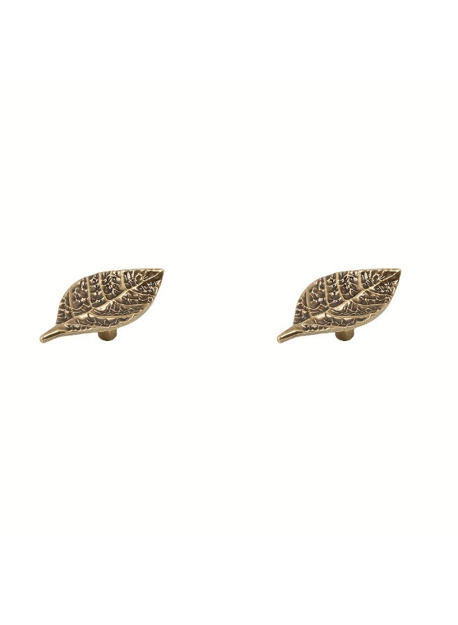 2pcs Modern Minimalist Leaf Cabinet Branch Handles, Light Luxury Drawer Wine Cabinet Bucket Cabinet Creative Handles, Retro Zinc Alloy Cabinet Handles - Image 2