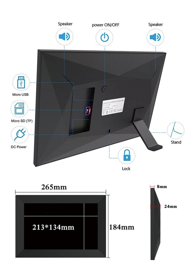 Generic - Frameo 10.1 Inch WiFi Digital Picture Frame, 1280x800 HD IPS Touch Screen Photo Frame Electronic, 32GB Memory, Auto-Rotate, Wall Mountable, Share Photos/Videos Instantly via Frameo App from Anywhere - Image 1