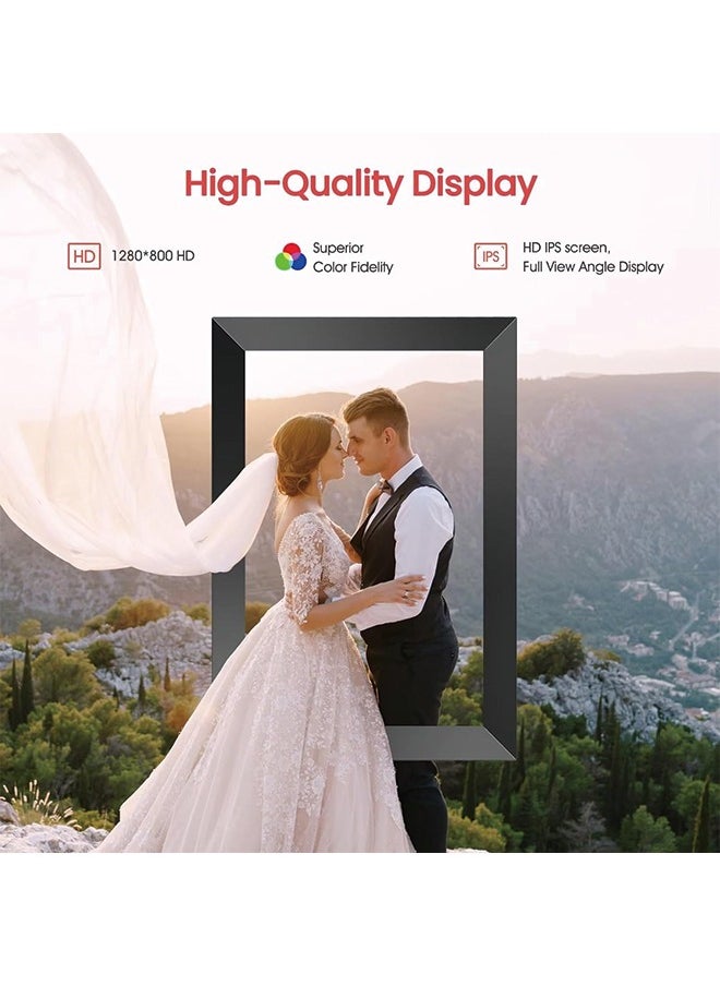 Generic - Frameo 10.1 Inch WiFi Digital Picture Frame, 1280x800 HD IPS Touch Screen Photo Frame Electronic, 32GB Memory, Auto-Rotate, Wall Mountable, Share Photos/Videos Instantly via Frameo App from Anywhere - Image 1