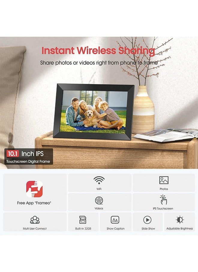 Generic - Frameo 10.1 Inch WiFi Digital Picture Frame, 1280x800 HD IPS Touch Screen Photo Frame Electronic, 32GB Memory, Auto-Rotate, Wall Mountable, Share Photos/Videos Instantly via Frameo App from Anywhere - Image 1