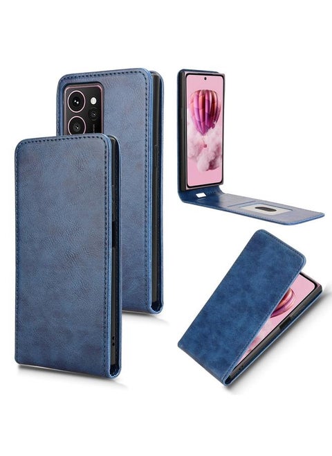 جراب هاتف جلدي مغناطيسي عمودي لهاتف HMD Skyline 5G (أزرق)