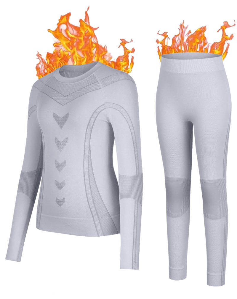 beautyin Boys Cold Weather Base Layer Athletic Thermal Underwear Set Kids Long Sleeve Top and Leggings Long Johns Grey - Image 1