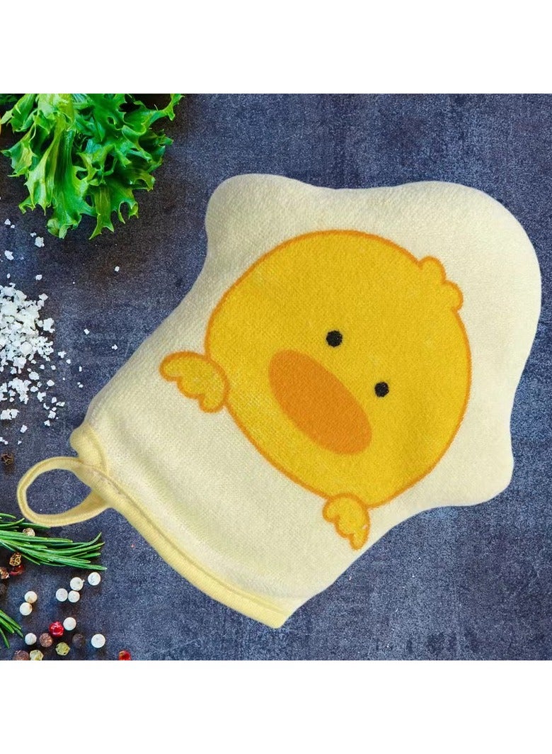 Goolsky Baby Bath Gloves Washing Gloves for Kids and Toddlers Hand Puppets, Baby Towel Gloves for Kids and Adults, Mommy & Me Cute Duck - Image 1