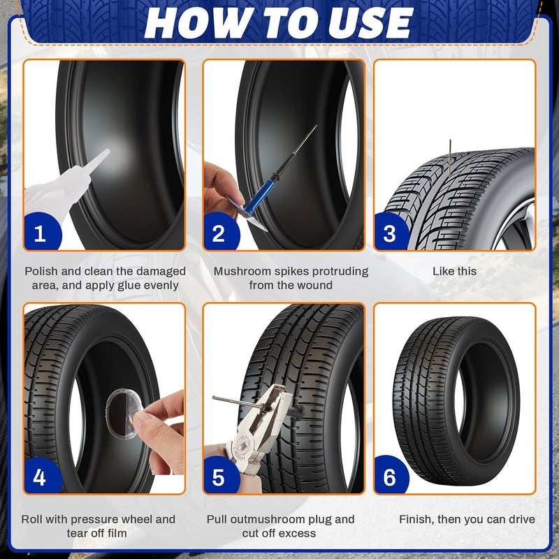 Frienda Tire Patches Kit Rubber Tire Repair Patch Plug Kit Rubber Puncture Repair Plug Nail Tire Repair Film Car Tire Repair Patch for Vehicle (24, 0.16 x 1.42, 0.24 x 1.89, 0.35 x 2.36 Inch) - Image 5