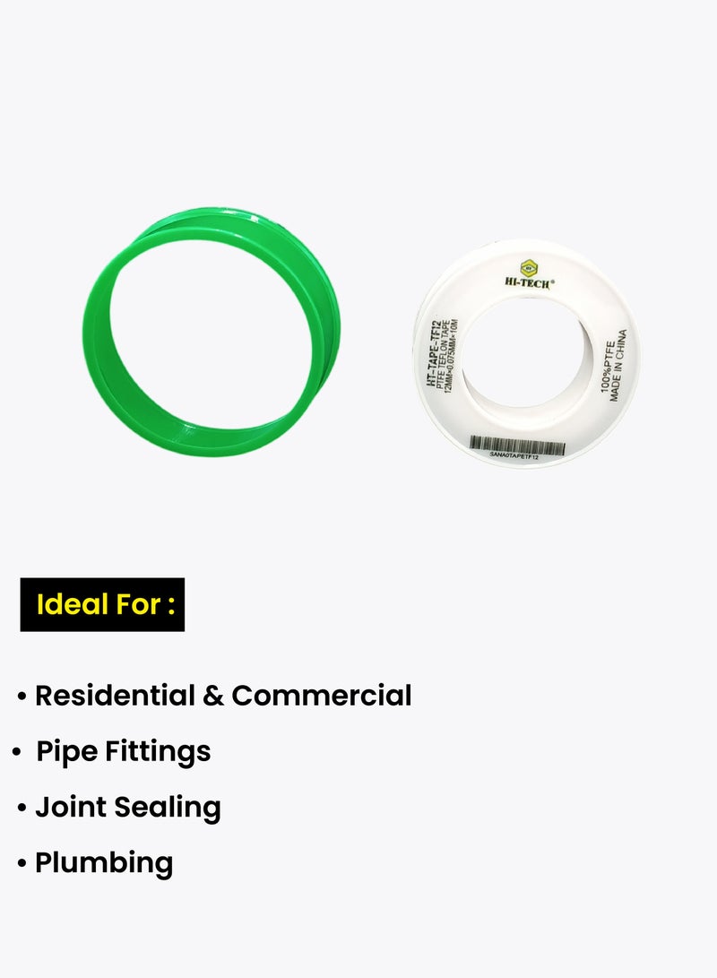 هاي-تيك شريط تفلون لاصق HI-TECH للسباكة | مانع تسريب PTFE للأنابيب والتركيبات والوصلات | مانع للتسريب ومتين . - Image 4