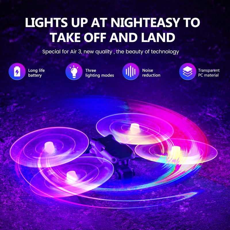 STARTRC Air 3S Propellers, LED Propellers for DJI Air 3S/Air 3 Quick-Release Low Noise Propeller with Rechargeable LED Night Flying Blades for DJI Air 3 Series Accessories(4PCS) - Image 2