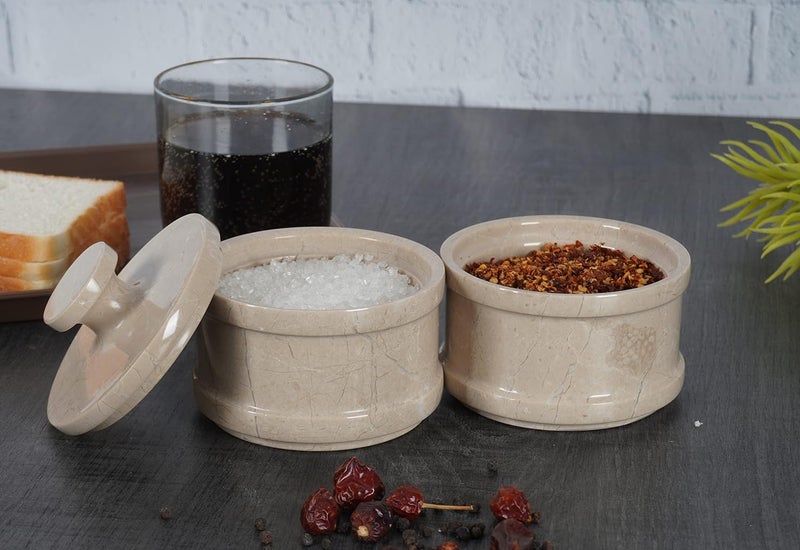 Radicaln Handmade Marble Brown 5 Dual Salt Cellar  Brown Sugar Keeper  2 Each Herb Jar Salt Dish Kitchen Accesorries  Ideal For Jewelry Butter Sugar  Home Dcor - Image 2