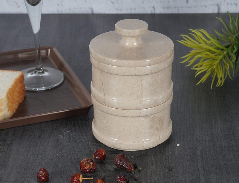 Radicaln Handmade Marble Brown 5 Dual Salt Cellar  Brown Sugar Keeper  2 Each Herb Jar Salt Dish Kitchen Accesorries  Ideal For Jewelry Butter Sugar  Home Dcor - Image 3