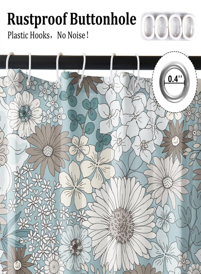 Renaiss 72 x 72 Inch Boho Floral Shower Curtains for Bathroom Vintage Sunflower Blossom Farmhous Bathroom Decoration Shower Curtain Set Waterproof Polyester Durable Fabric with 12 Hooks - Image 3