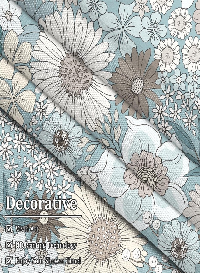 Renaiss 72 x 72 Inch Boho Floral Shower Curtains for Bathroom Vintage Sunflower Blossom Farmhous Bathroom Decoration Shower Curtain Set Waterproof Polyester Durable Fabric with 12 Hooks - Image 4