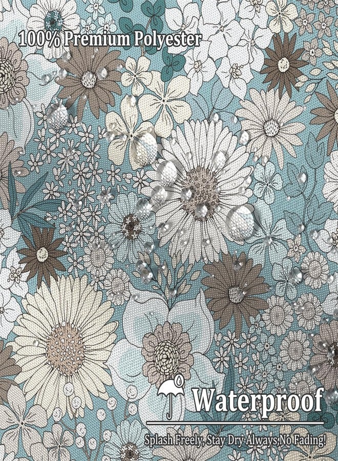 Renaiss 72 x 72 Inch Boho Floral Shower Curtains for Bathroom Vintage Sunflower Blossom Farmhous Bathroom Decoration Shower Curtain Set Waterproof Polyester Durable Fabric with 12 Hooks - Image 2