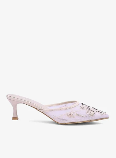 IconStyle Womens floral embroidered heeled mules