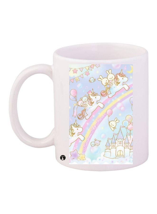 Unicorns Printed Coffee Mug White/Blue/Pink 11ounce