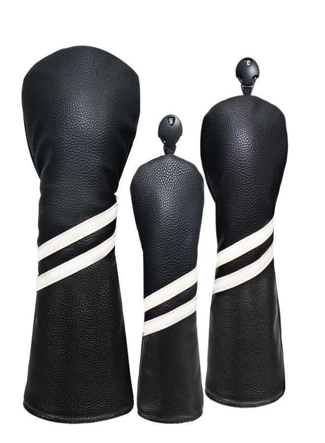 Scott Edward 3 Pcs Golf Club Covers PU Golf Headcovers Golf Club Protector Fit Well Driver and Fairway Wood Fit Most Golf Clubs (Black) - Image 1