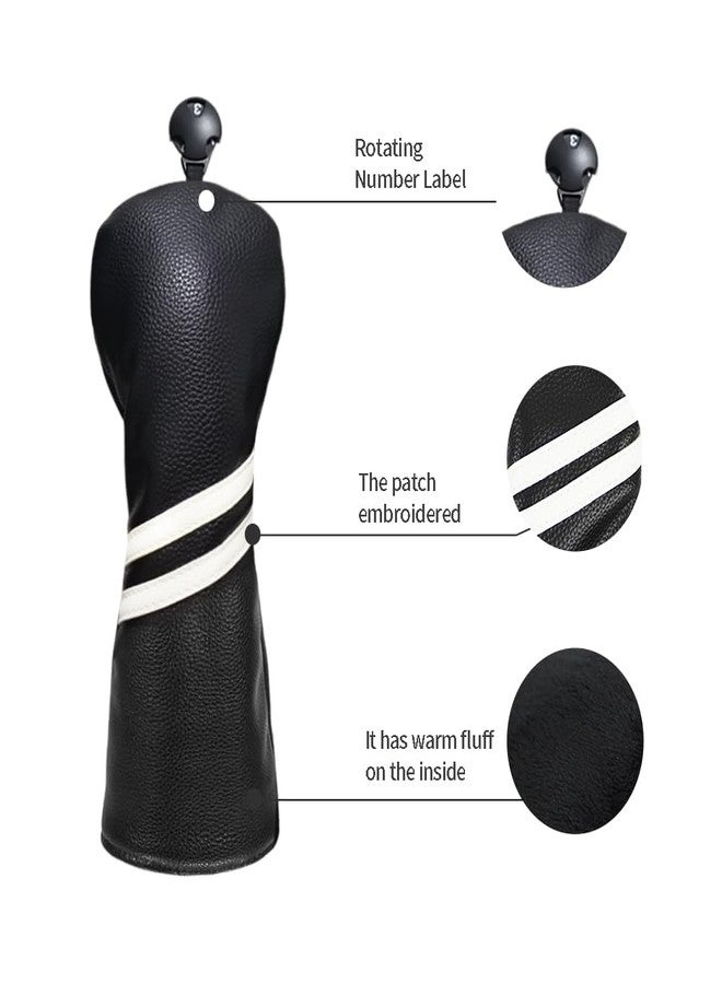 Scott Edward 3 Pcs Golf Club Covers PU Golf Headcovers Golf Club Protector Fit Well Driver and Fairway Wood Fit Most Golf Clubs (Black) - Image 4