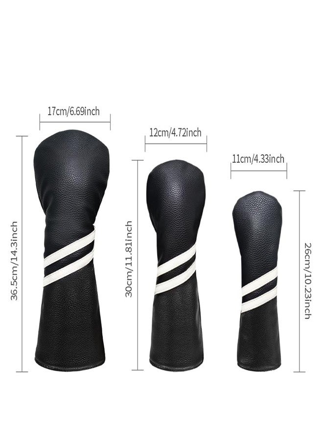 Scott Edward 3 Pcs Golf Club Covers PU Golf Headcovers Golf Club Protector Fit Well Driver and Fairway Wood Fit Most Golf Clubs (Black) - Image 5