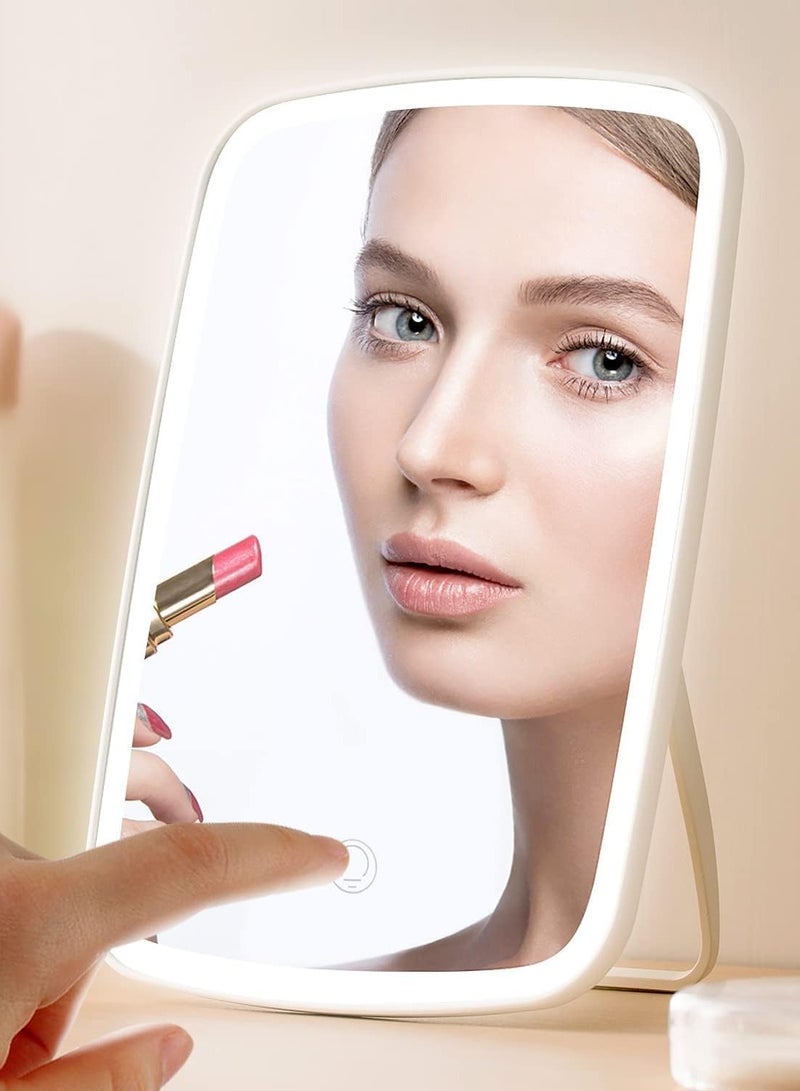 شوبيت مرآة مكياج تعمل باللمس، 3 أوضاع إضاءة ملونة، مرايا مكياج محمولة، مرآة مكياج قابلة للتعديل، سطوع LED، مرآة مستحضرات تجميل قابلة لإعادة الشحن عبر USB - Image 1