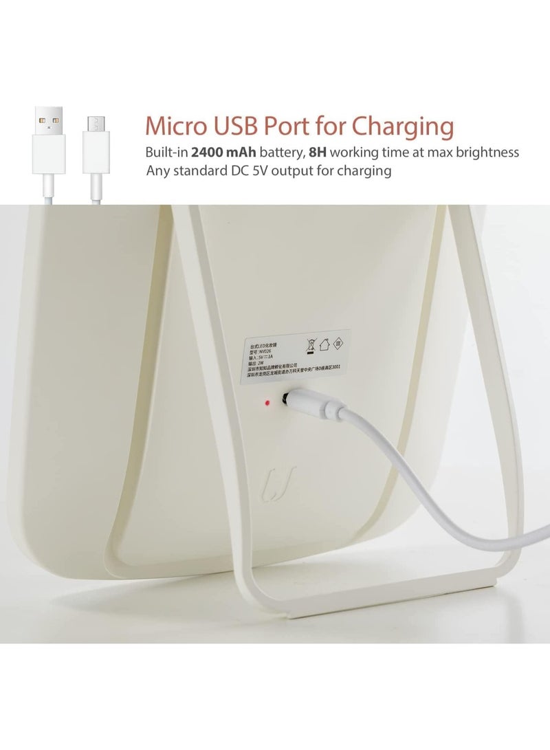 شوبيت مرآة مكياج تعمل باللمس، 3 أوضاع إضاءة ملونة، مرايا مكياج محمولة، مرآة مكياج قابلة للتعديل، سطوع LED، مرآة مستحضرات تجميل قابلة لإعادة الشحن عبر USB - Image 5