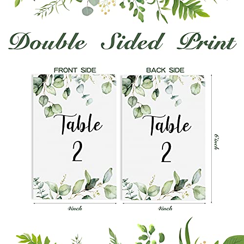 Zonon 26 Pieces Wedding Table Numbers Cards 1-25 with Head Table Numbers Greenery Eucalyptus Double Sided Cards Party Centerpiece for Wedding Reception Baby Shower Birthday Bridal Party(Black) - Image 2