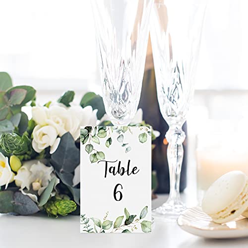 Zonon 26 Pieces Wedding Table Numbers Cards 1-25 with Head Table Numbers Greenery Eucalyptus Double Sided Cards Party Centerpiece for Wedding Reception Baby Shower Birthday Bridal Party(Black) - Image 4