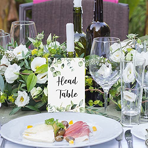 Zonon 26 Pieces Wedding Table Numbers Cards 1-25 with Head Table Numbers Greenery Eucalyptus Double Sided Cards Party Centerpiece for Wedding Reception Baby Shower Birthday Bridal Party(Black) - Image 5