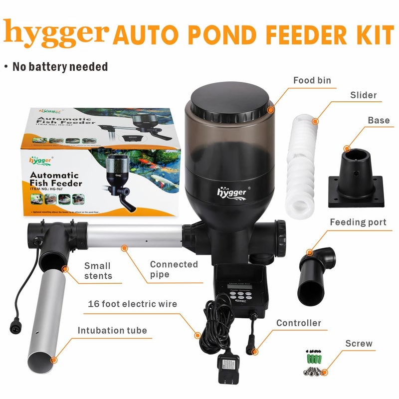 hygger Large Programmable Auto Pond Feeder with LCD Display Controller Automatic Fish Food Feeding Dispenser Outdoor Koi Fish Feeder 5.5 L Capacity - Image 5